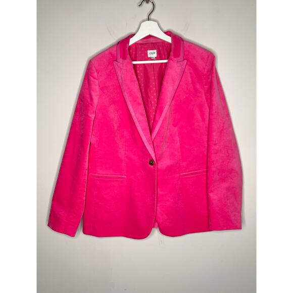 J. Crew Velvet Peak Lapel One-Button Blazer Brilliant Berry BU281 Women Size 16 - Picture 4 of 11